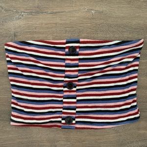 Strapless striped crop top